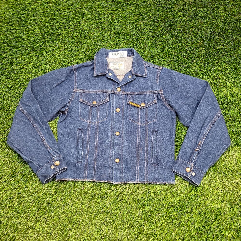 Vintage Cropped Denim Jacket Womens Small 17x20 Dark-Wash